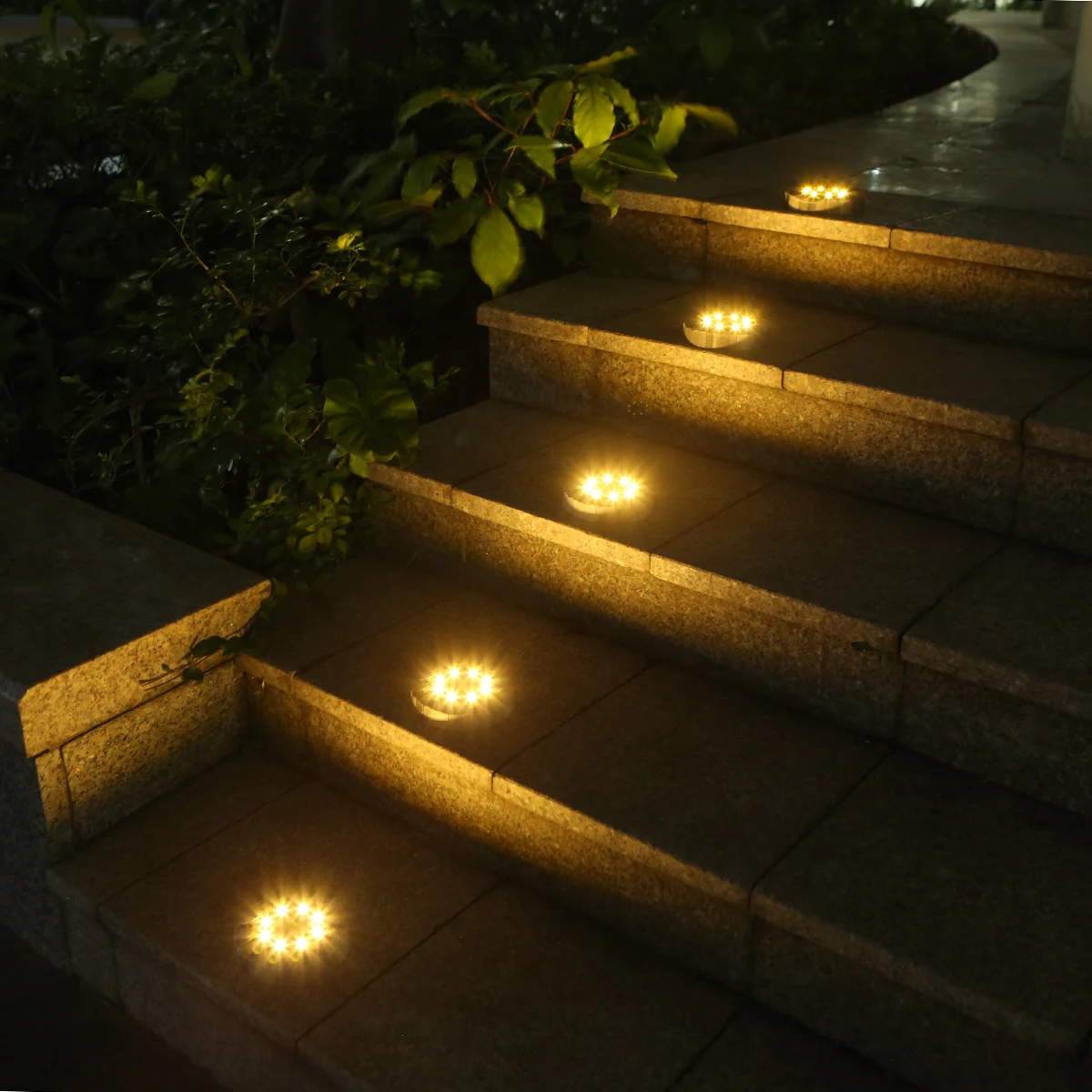 Movido a Energia Deck de Disco Lâmpada ao ar Ip65 à Prova Solar Luzes Leds Jardim Livre Dwaterproof Água Paisagem Luz Gramado Caminho Quintal 4 Pçs 8 7 High Quality Luzes e Iluminação