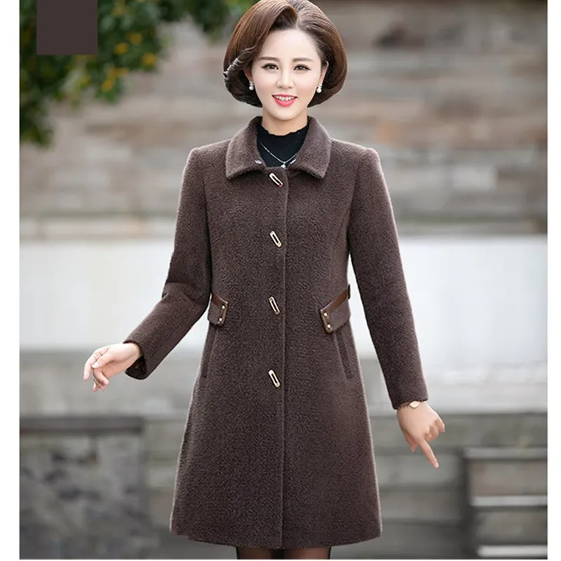 Camel color UHYTGF, женские зимние пальто, 5XL размера плюс, куртки, качество, норка, кашемир, шерсть, пальто, женская мода, меховой воротник, Повседневная теплая куртка 664 - Цвет: Camel color