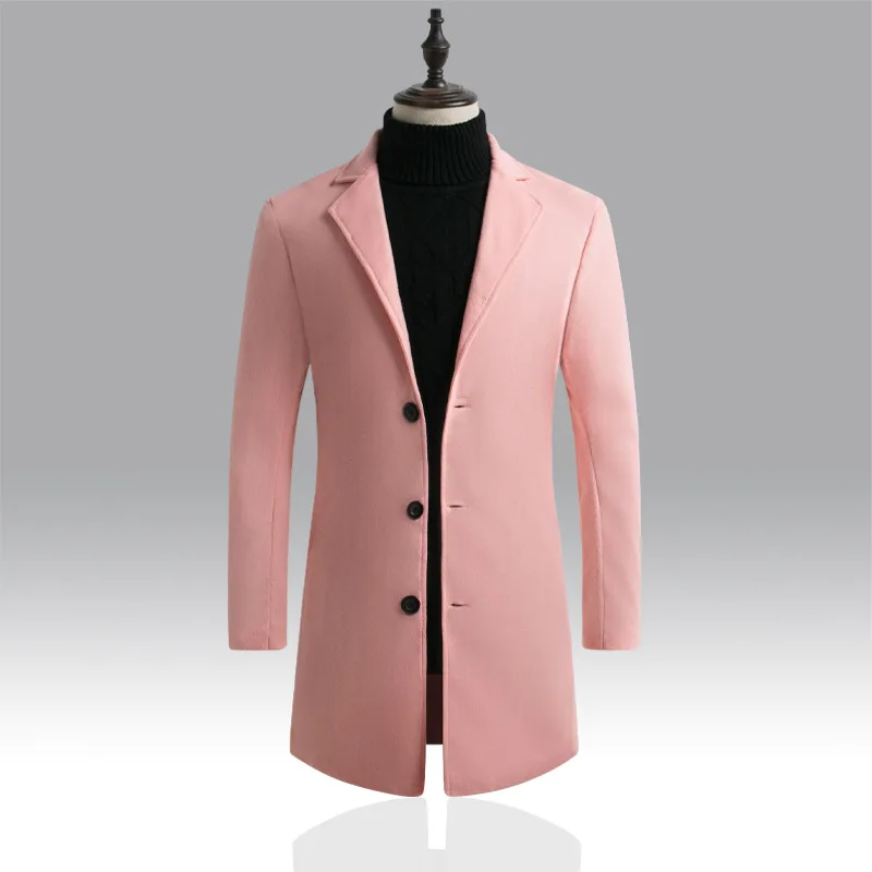 Autumn Mens Overcoat Pink Winter Clothing Long Blend Coat Men Slim Fit Oversized Woolen Coat Long Sleeve Top Outerwear Xxxl 4xl Autumn Mens Overcoat Pink Winter Clothing Long Blend Coat Men Slim Fit Oversized Woolen Coat Long Sleeve Top Outerwear Xxxl 4xl