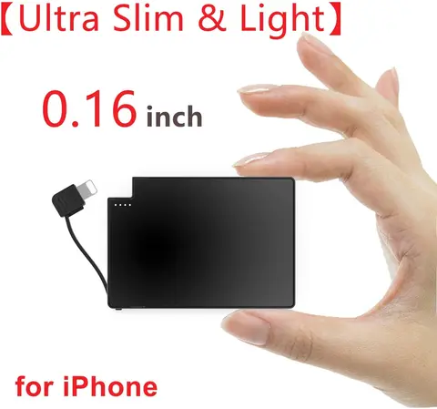New 2500mAh Ultra Slim Power Bank Only 4 mm Built In Cable Portable Mini power bank powerbank charge for iPhone X ,11 ,12