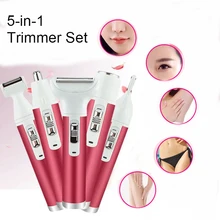 5 в 1 эпилятор, Женский Триммер для бровей, перезаряжаемая Женская бритва, эпилятор для удаления волос, эпилятор для лица, депилятор, бикини, для депиляции