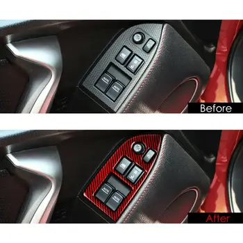 

2pcs Carbon Fiber Interior Window Switch Button Cover Trim For Subaru BRZ Toyota 86 Red High Quality Car Interior Accessories