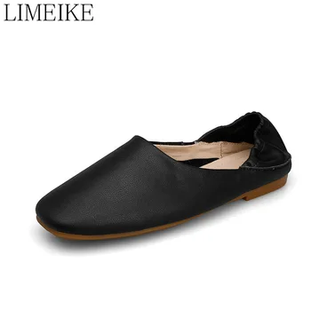 

LIMEIKE Foldable Flat Shoes Women Casual Ballerinas Elastic Back Counter Moccasins Female Slip On Spring Summer Shoe Woman