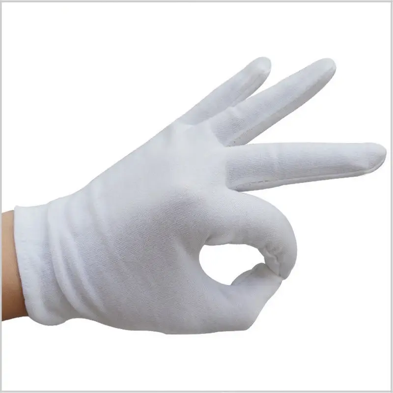 12 пар хлопчатобумажные белые мужские и женские перчатки общего назначения увлажняющие льняные перчатки