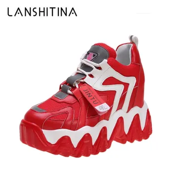 

2020 Women Sneakers Spring Thick Bottom Casual Shoes Breathable Chunky Sneakers Women Wedge Heels Leisure Dad Shoes Tenis Femme