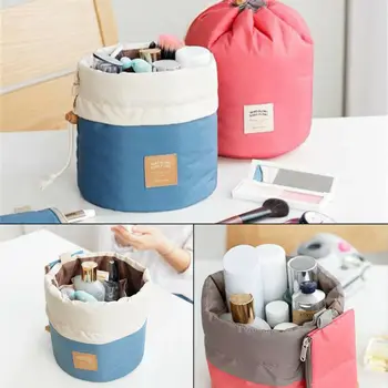 

Barrel Cosmetic Bag Travel Drawstring Drum Makeup Toiletry Organizer Storage HOT