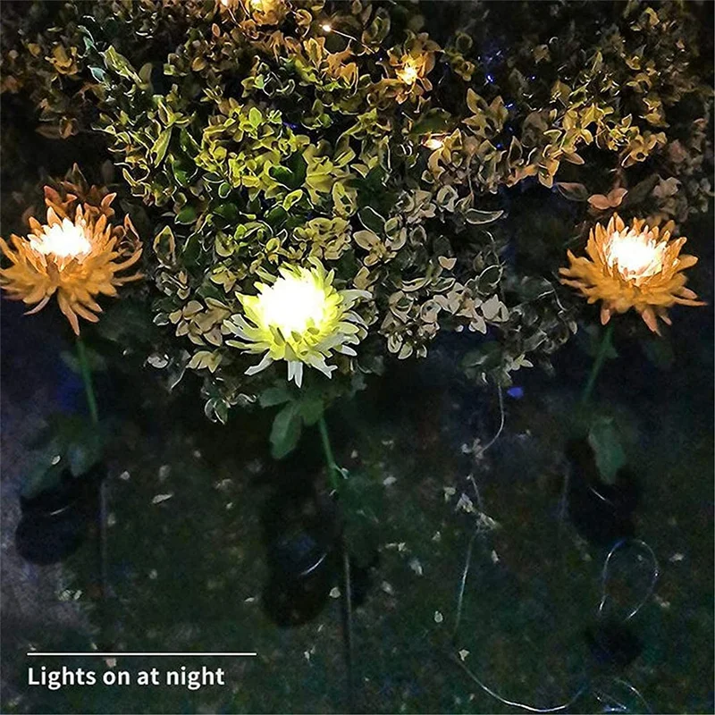 Lâmpada à Prova Água para Pátio Crisântemo Solar Plug-in Jardim Paisagem Dwaterproof Simulação Flor Gramado Estacas Decoração Led Luz 6 lâmpada à prova dwaterproof água para pátio