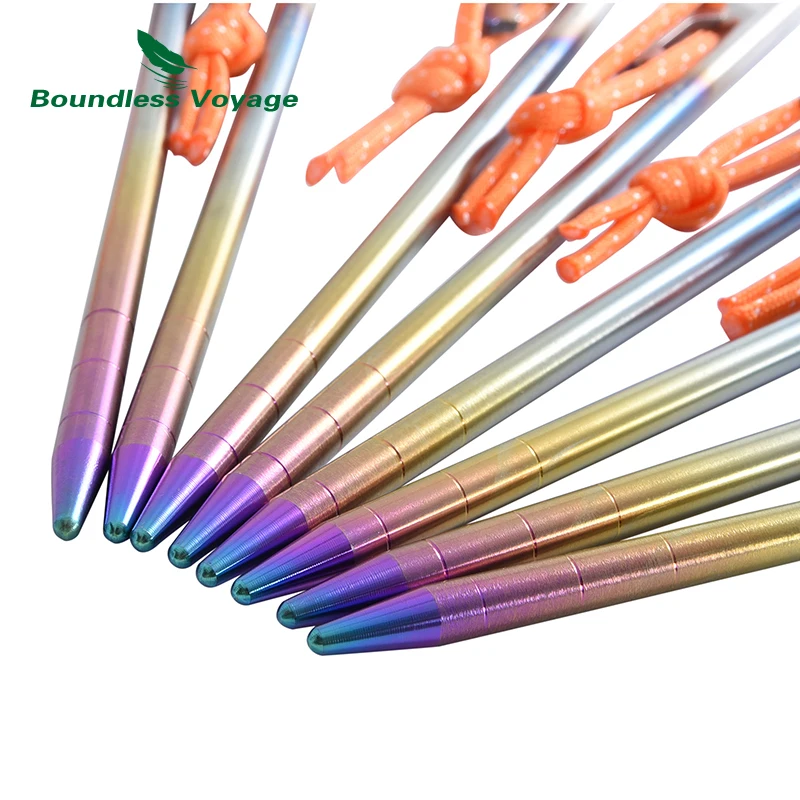 Boundless Voyage Titanium Tent Pegs Camping Nails Heavy Duty Tent Stakes Pins Hard Ground Accessories 20cm/24cm/30cm/35cm/40cm