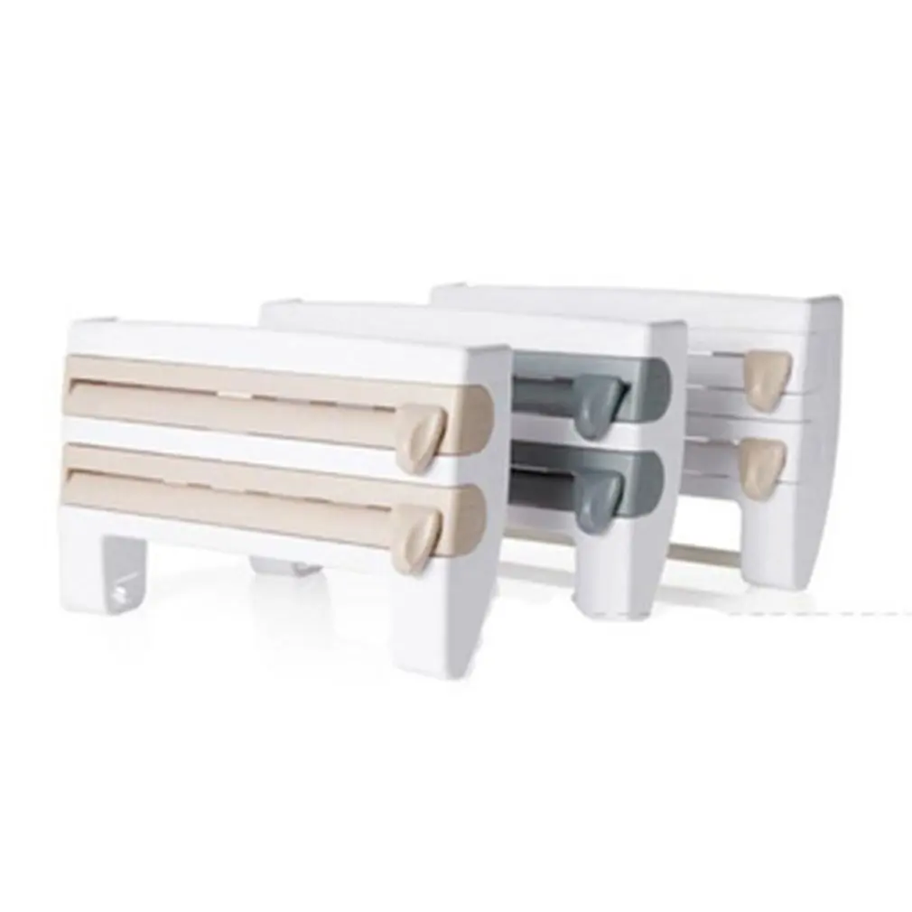 Portable Kitchen Storage Cling Film Sauce Bottle Rack Container Paper Towel Holder with Cutting Blades Home Kitchen Supplies