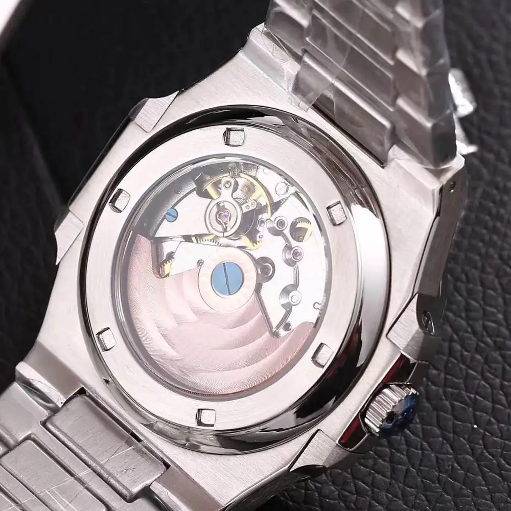 Модные мужские механические часы сапфировое стекло синий циферблат браслет из