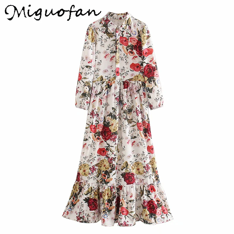 

Miguofan Casual Floral Print Long Dress Women Summer Vestidos Streetwear Ladies Vogue Dresses Chic Female 2020 New Fashion