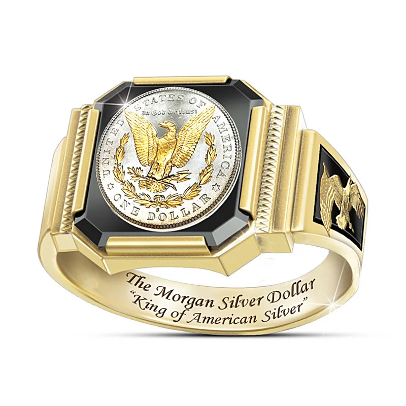Fashion Gold Silver Color King Ring of The United States Jewelry Classic Punk Style American Eagle for Men Party Gift | Украшения и