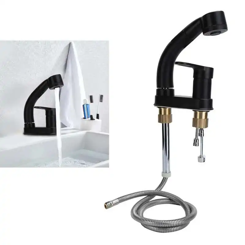 

G1/2 Kitchen Cold and Hot Water Faucet Rotatable Sink Mixer Tap with Pull Out Sprayer Bathroom Faucets