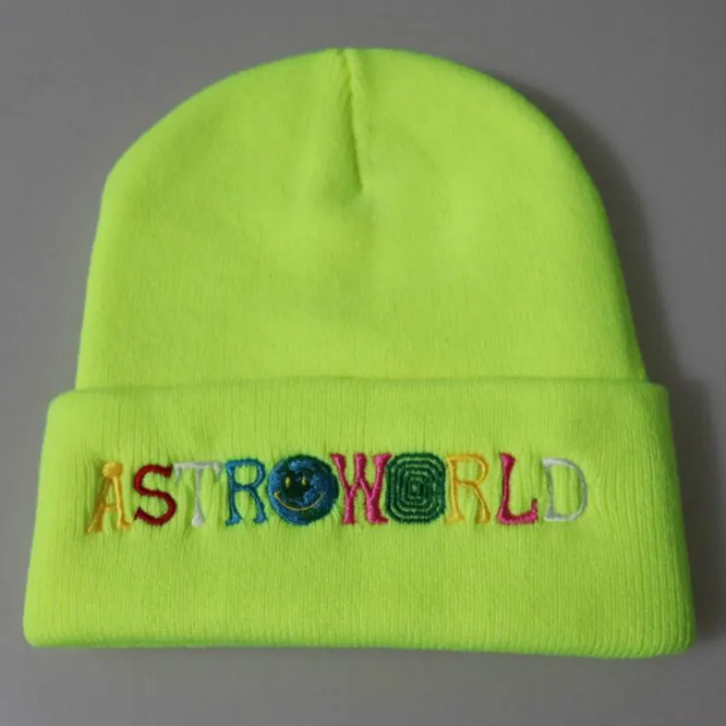 Вышивка буквы ASTROWORLD зимняя женская шапка хип-хоп astro world Skullies шапочка унисекс Теплая Лыжная Шапка мужская вязаная шапка