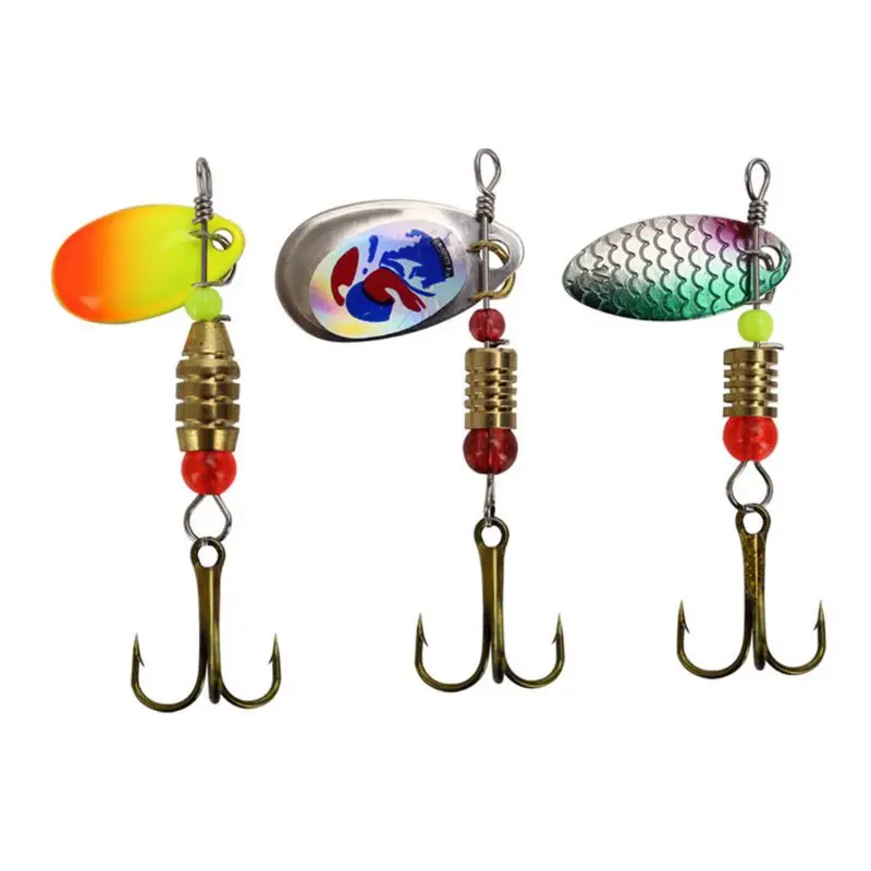 Atificial Esche Da Pesca In Metallo con Treble Ganci tackle Assortiti In Linea Spinner Esche Cucchiaio per la Spigola Salmone Trota D'acqua Dolce