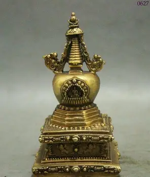 

Tibet Buddhist Exorcise Evil Spirits Brass Buddha Stupa Pagoda Tower Statue
