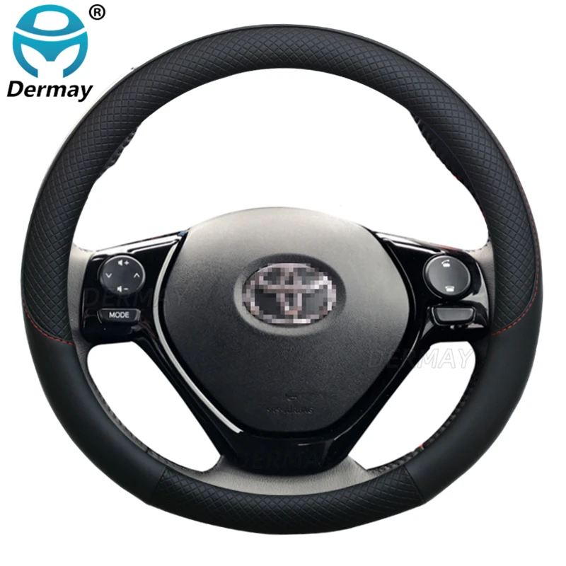 도요타 Aygo 2005 2014 AB10 AB20 AB30 자동차 핸들 커버 가죽 안티 슬립 100% DERMAY 브랜드 자동차 액세서리
