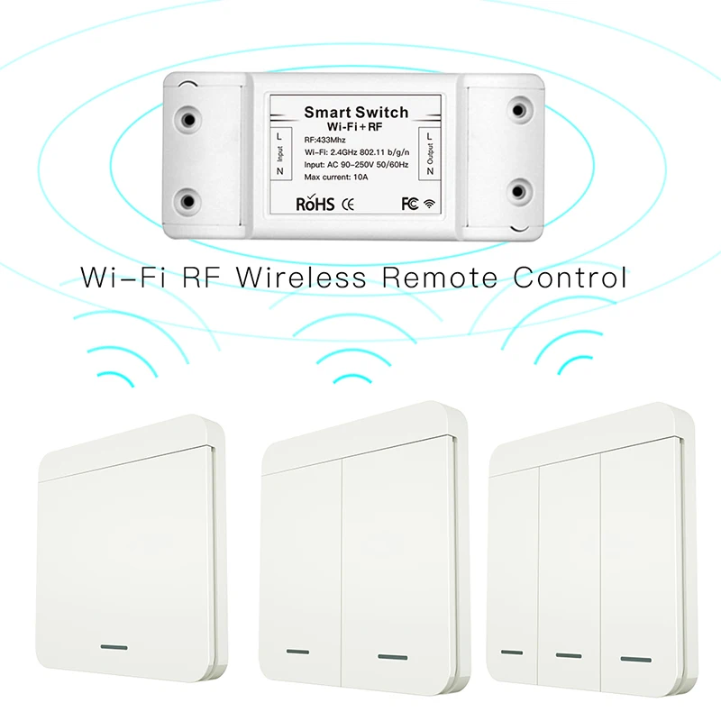 RF433, 110 В, 220 В, приемник, WiFi, RF, беспроводной пульт дистанционного голосового управления, переключатель Smart Life, приложение Tuya, работает для Alexa, Google Home, без батареи