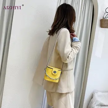 

Youth Ladies Small Square Bag Fashion Bucket Shoulder Bags Women Rhombus Pattern Leather Chain Small Cross Handbags