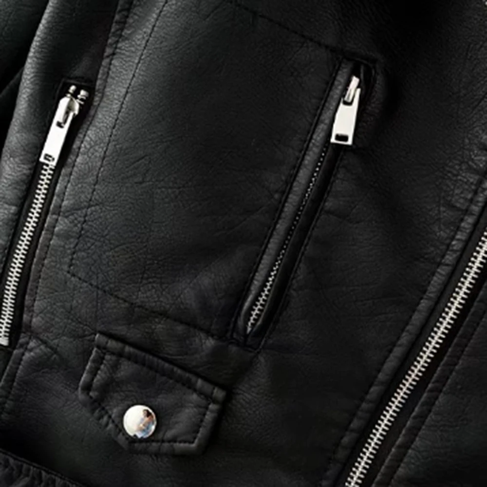 SFIT Модные женские осенние зимние черные Куртки из искусственной кожи базовое пальто на молнии байкерская куртка с отложным воротником
