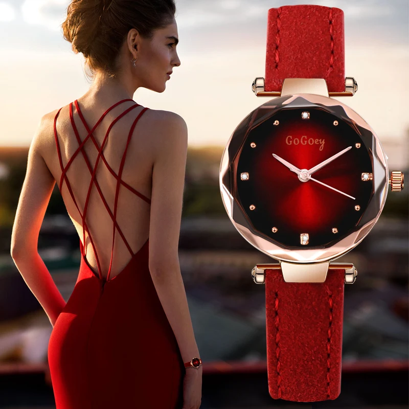 

New Womens Watches Luxury Dress Relojes Crystal Gogoey Women Elegant Quartz Wristwatch Mujer Pu Leather Watch Feminino Relogio