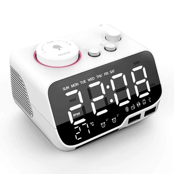 

Digital Alarm Clock Bluetooth Speaker FM Radio Temperature Snooze Brightness Dimmer for Bedroom Sleep Timer Bluetooth Clock