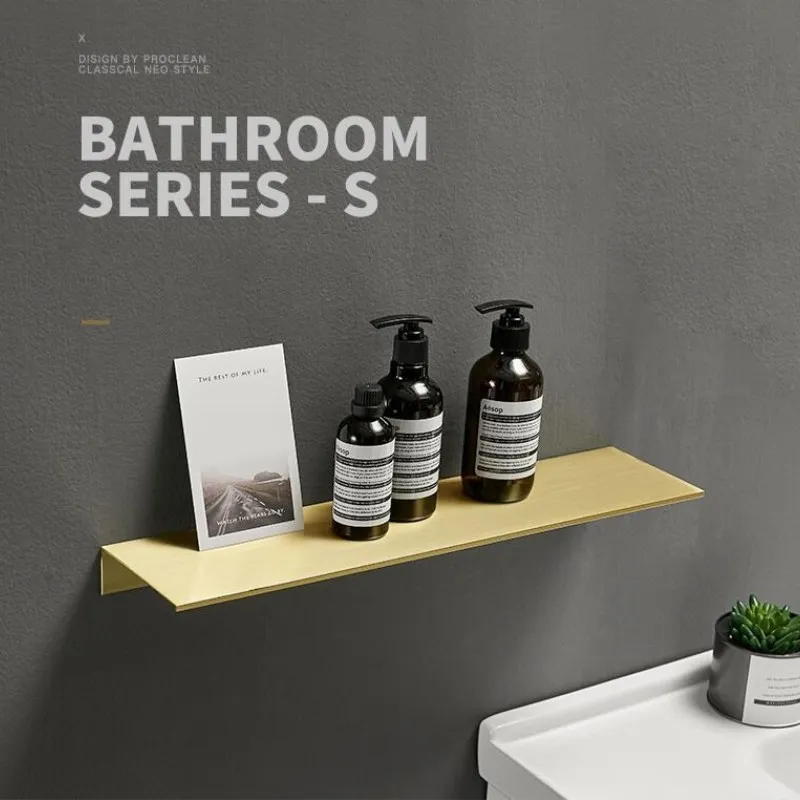 Vidric Tuqiu Bathroom Shelf Cosmetic Rack Brushed Gold Bath Corner Basket Wall Mounted Aluminum Bathroom Rack Shelf