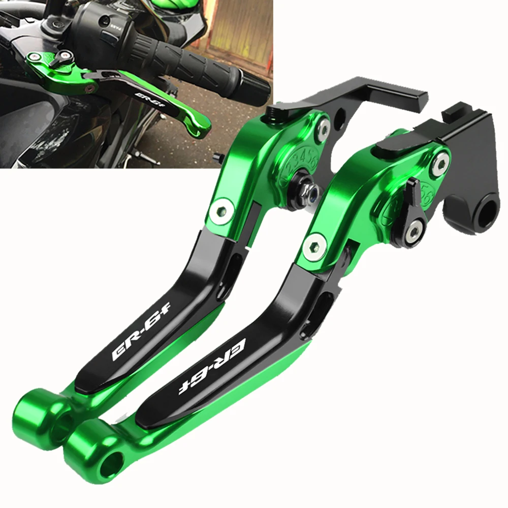 

With ER6F LOGO Motorcycle brake lever CNC Adjustable Brake Clutch Levers Handle Handbar For Kawasaki ER6F ER-6F 2017 2018 2019
