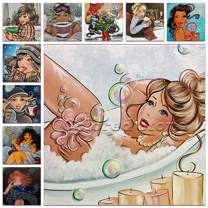 Алмазная вышивка квадратная круглая картина с изображением толстой женщины