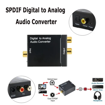 

SPDIF Digital to Analog Audio Converter DAC Amplifier Decoder Fiber Coaxial Coax Audio RCA Signal to Analog L/R Audio Adapter