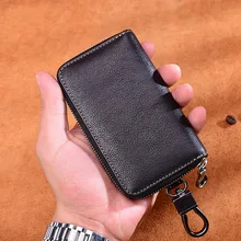 Стиль ключ для мужчин и женщин из натуральной кожи с натуральным лицевым покрытием Многофункциональный ретро ручная молния Сумочка для ключей