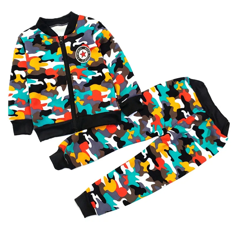 2019 Winter Boys Clothing Set Children Camouflage Fleece Velvet Outfits Toddle Baby Girls Warm Coats Pants Tracksuit Clothes Set (1)