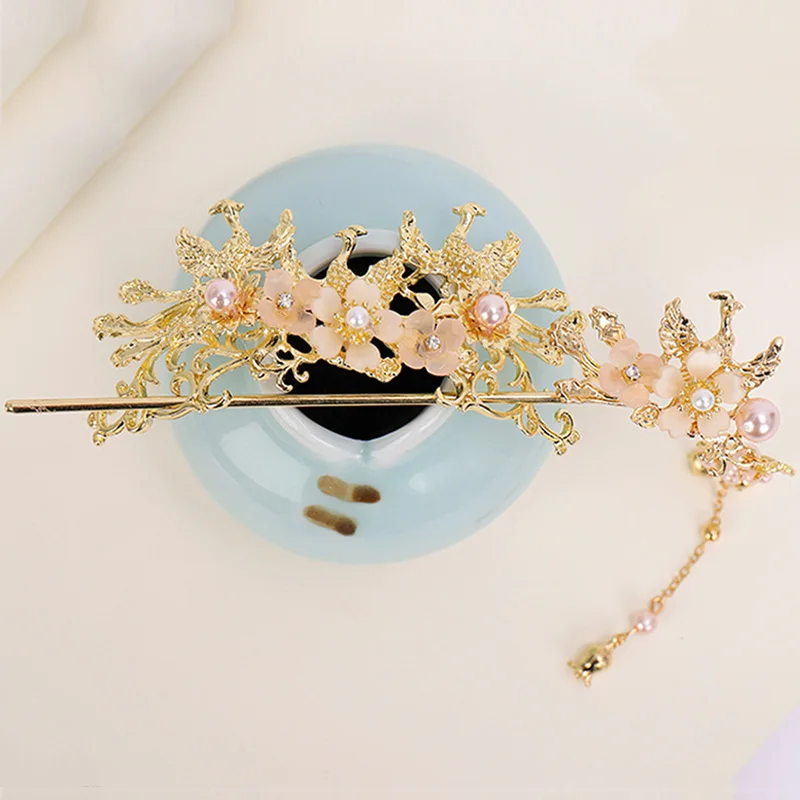 Antique tiara Wei Jin Han costume hair accessories classic temperament show wo bride tiara set hairpin rockhopper long tassel