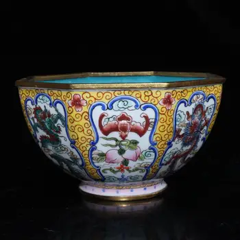 

Antique decoration red copper enamel colored dragon bowl