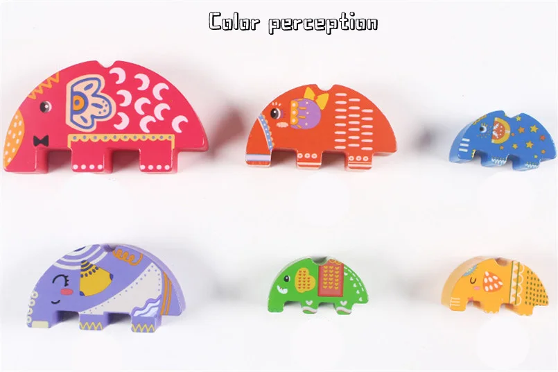 Wooden Balance Elephant Block Toy Children Cartoon Animal Stack Balancing Game Building Block Wood Montessori Toys Baby Gifts