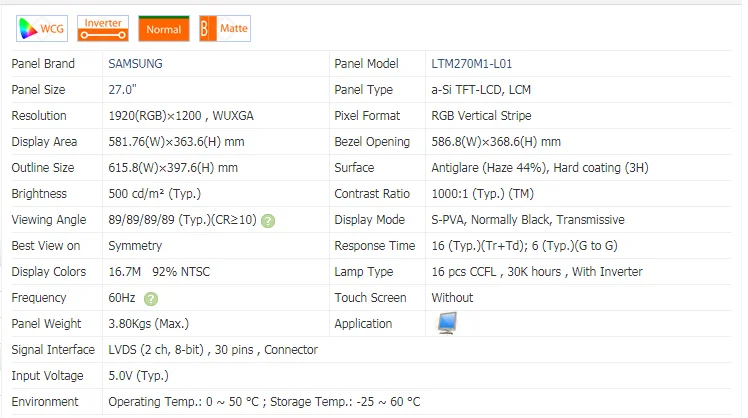 LTM270M1-L01 LTM270M1 L01 2" 2 к 500cd/m TFT ЖК-панель для SAMSUNG медицинский дисплей высокая яркость