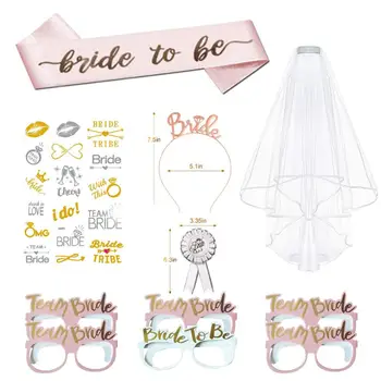 

11Pcs BachelorParty Wedding Veil Decoration Supplies Wedding Decor Bridesmaid Bride To Be Team Satin Sash Bachelorett