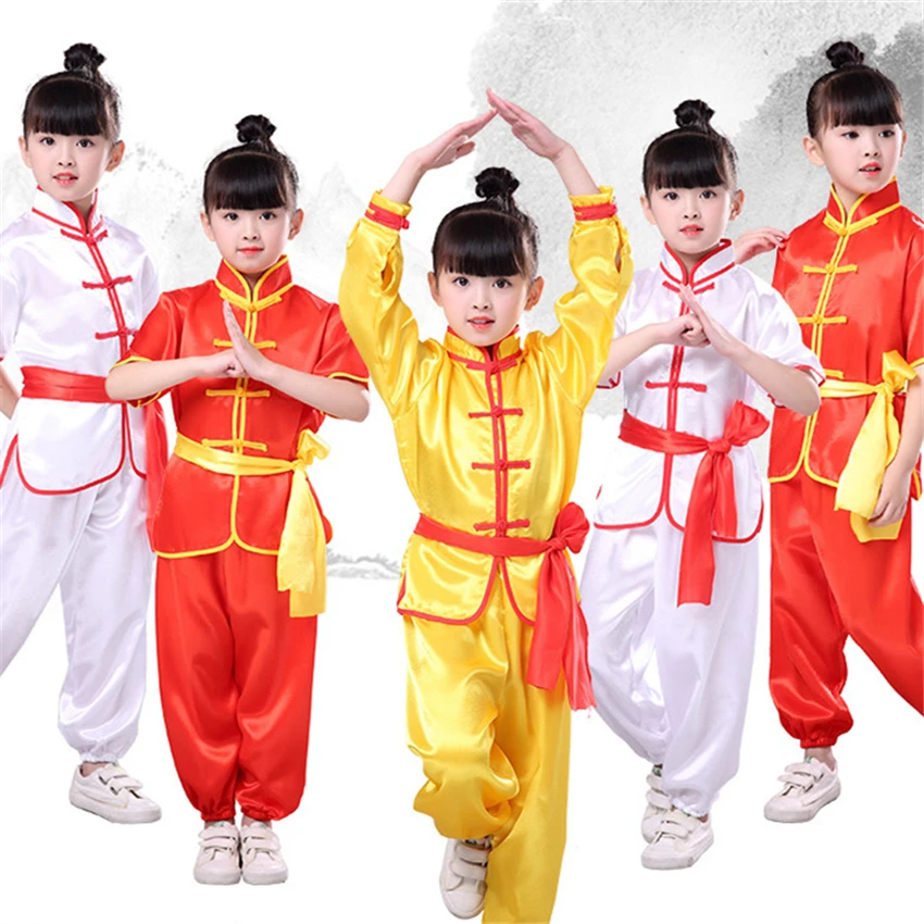 Kids Chinese Kung Fu Clothing Traditional Wushu Tai Chi Uniform for Boys Girls China Culture Tang Suit Performance Costumes