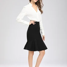 New Korean version of high waist bag hip stretch skirt ruffled A word skirt fishtail skirt S-5XL