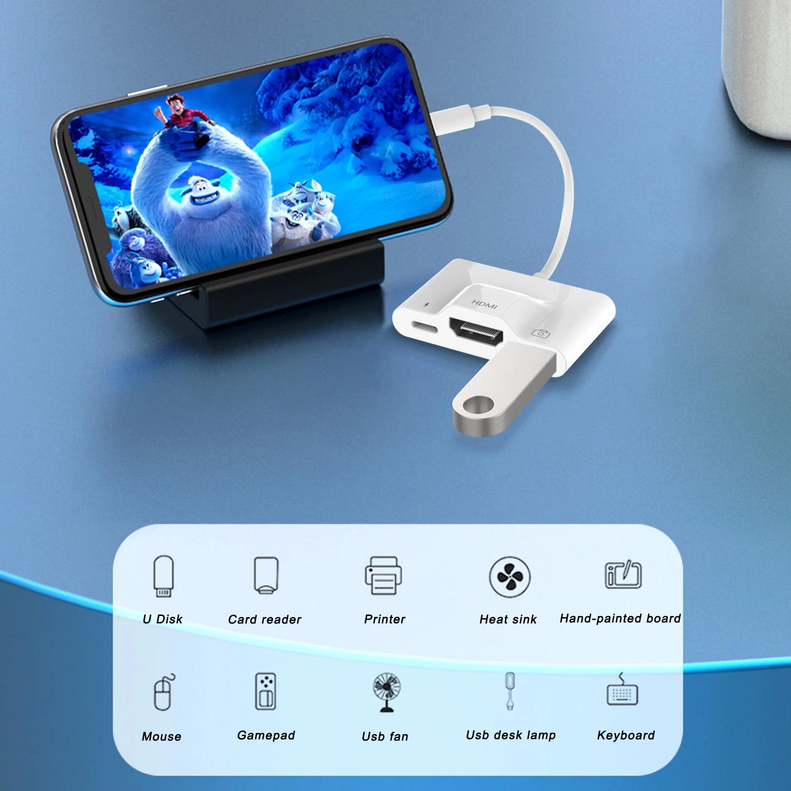 3 в 1 OTG USB адаптер для Lightning к HDMI 1080P HD/TV проектор конвертер iPhone камера 8 X XS U