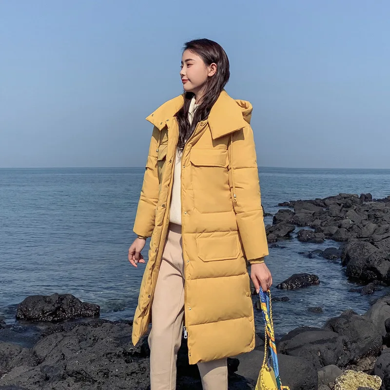 

New Big Size Hooded Outerwear For Women Multi color multi code Warm Coat Fashion Loose Solid Long Coat Thick warm Jacket Ladies