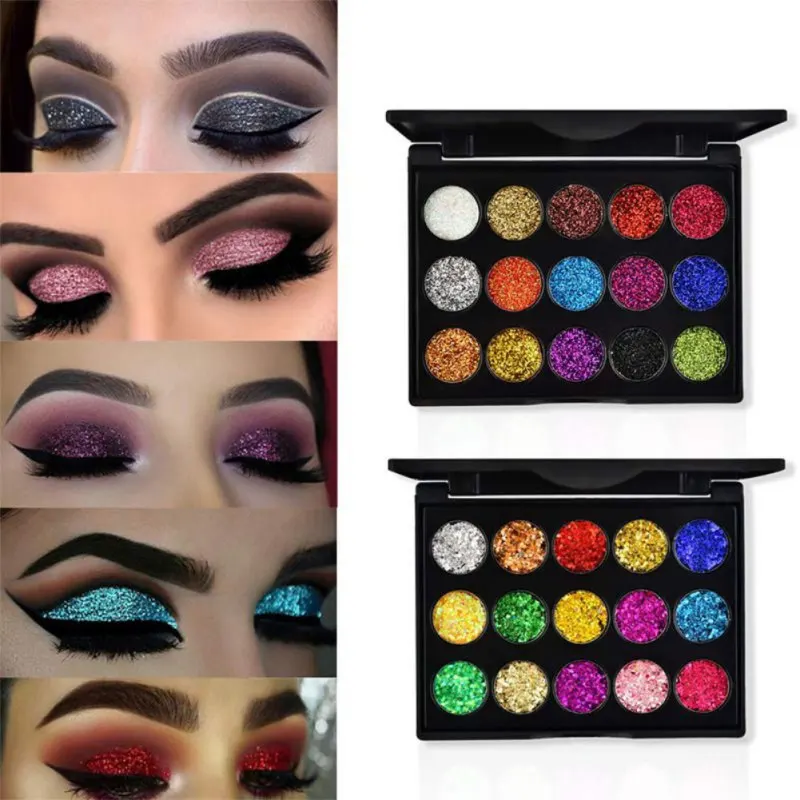 15 Colors Diamond Sequin Glitter Eyeshadow Lasting Waterproof Easy Dyeing Eye Shadow Makeup