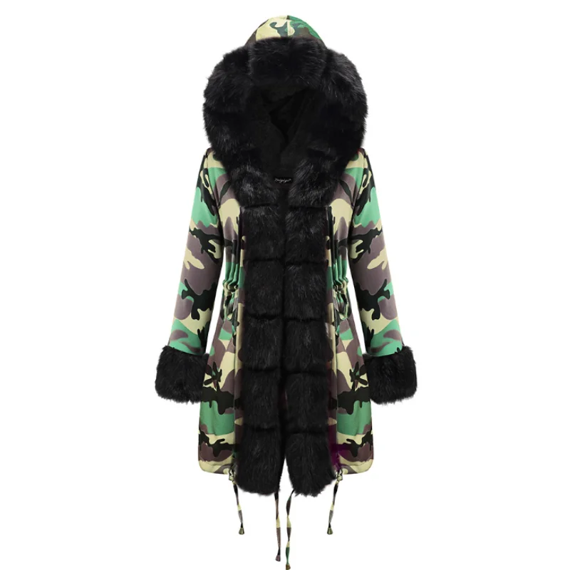 new fashion winter jacket women Imitation fur collar loose long parkas big fur outerwear