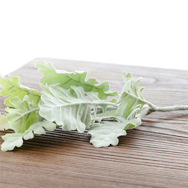 1PC Artificial Acorn Leaf Green Plant Dusty Miller Leaf Fake Flower Home Wedding Decoration Festive Party Supplies Simulation
