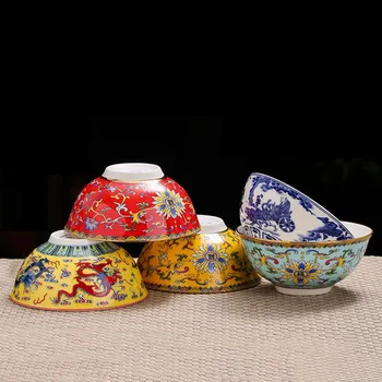 

4 inch Jingdezhen Ceramic Bone china Small Rice Bowl Chinese Classical Tea Bowls Ramen Mixing Soup Bowl Kitchen Tableware Holder