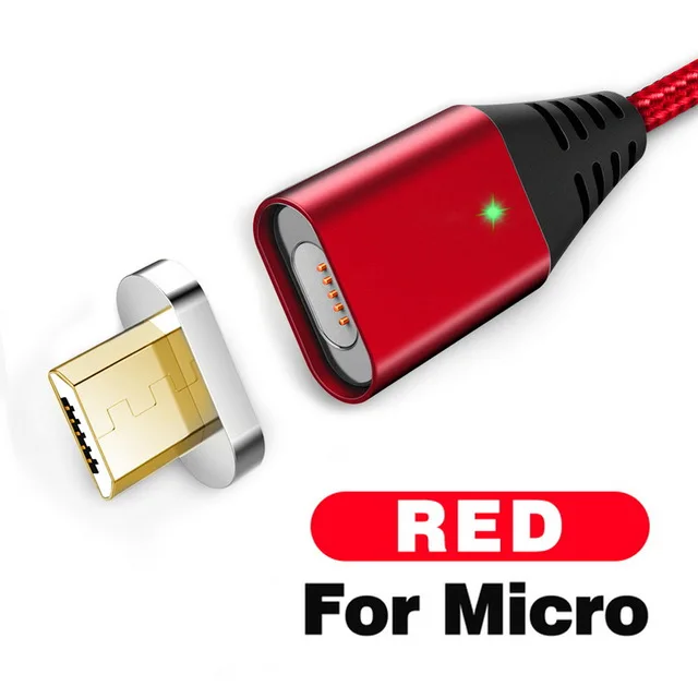 Магнитный кабель GETIHU 2.4A для быстрой зарядки iPhone 11 XS X samsung Quick Charge 3,0 Micro usb type C Магнитный зарядный шнур для телефона - Цвет: For Micro Red