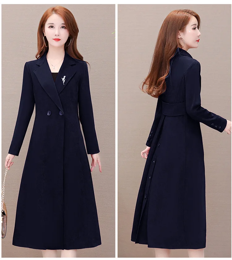 Lady Tall Trench Coat Women's Autumn Fashion Glorious Trend Mid-length Spring And Autumn Coat Thin Vertical Sense of Fashio