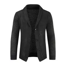 

Men's Sweater Casual Autumn Long Sleeve Solid Knit Sweater Cardigan 2021 Fashion Turn-down Collar Loose Buttoned Sweaters Coat