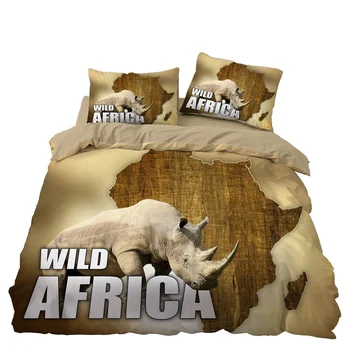 

Animal Rhinocero Bedding Set Bedroom Decor Doona Quilt Cover Microfiber Kids Gift Hypoallergenic 1PC Duvet Cover with Pillowcase