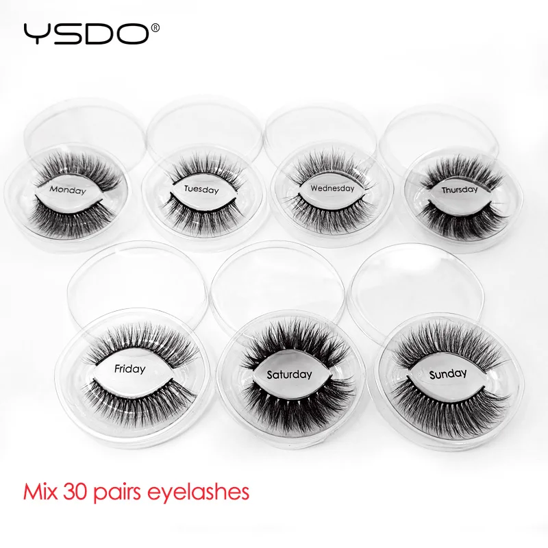 Mix 30 pairs YSDO ресницы серо-коричневого цвета, торговля 30/40/50/100 пар Накладные ресницы в естественном стиле 3d норковых ресниц драматический ресницы «maquiagem» lashes - Цвет: Mix 30 pairs